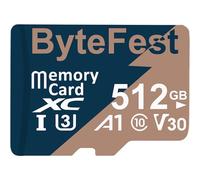 ByteFest 512GB MicroSD Card with Adapter, UHS-I U3 micro SDXC, A1 C10 V30 4K UHD Video, TF Flash Memory for Surveillance Security Cam Action Cameras Drone Game Consoles