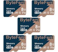 ByteFest 5Pack 8GB MicroSD Card Class 10 with 5 Adapter, A1 V10 HD Video Micro SDHC,TF Memory Card for MP3 MP4 Player/E-Reader/Streaming Media Player/GPS Navigator/Dash Cam/Cellphone/Tablet