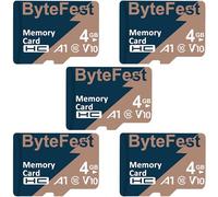 ByteFest MicroSD Card 4GB 5Pack Class 10 with 5 Adapter, A1 V10 HD Video Micro SDHC,TF Memory Card for MP3 MP4 Player/E-Reader/Streaming Media Player/GPS Navigator/Dash Cam/Cellphone/Tablet