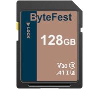 ByteFest SD Card 128GB UHS-I Flash Memory Cards for Cameras - C10, U3, V30, 4K UHD, Full HD SD Cards for Cameras