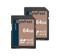 ByteFest SD Card 64GB(2 Pack) UHS-I SDXC Flash Memory Cards for Cameras- Class 10, U3, V30, Full HD SD Cards for Cameras
