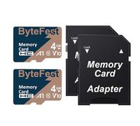 ByteFest TF Card 4GB 2 Pack with 2 Adapters，Class 10 UHS-I U1 A1 C10 V10 High Speed，FHD Video, Flash Memory Card for Camera/Monitor/Gaming Console/Drone/Dash Cam/Android Phone/Tablet