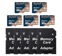 ByteFest TF Card 4GB 5 Pack with 5 Adapters，Class 10 UHS-I U1 A1 C10 V10 High Speed，FHD Video, Flash Memory Card for Camera/Monitor/Gaming Console/Drone/Dash Cam/Android Phone/Tablet