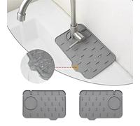 Bytelive 2-Pack Silicone Sink Mat, Mini Sink Splash Guard and Soap Sponge Holder for Kitchen Countertop Protect with Self Draining Design (Gray+Gray, 8.3 x 5.7)