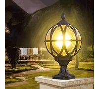 BytheM Wall Lamp Exterior Column Lamp Outdoor Waterproof Pillar Light Aluminum Glass Globe Post Lanterns Lighting Fixture Post Bollard Light for Villa Patio Garden Wall Lantern (Size : 43cm)