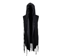 ByTheR Men's Mesh Layerd String Detail Dark Gothic Sleeveless Hooded Cardigan - Black - One Size