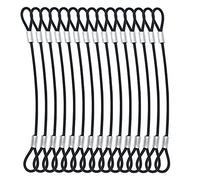 Bytiyar 15 pcs 7.9 inch (20cm) 3mm Thickness Galvanized Steel Wire Cable with Loops Vinyl Cover Coated Short Rope Lanyard Lock Safety Tether Chains, Black