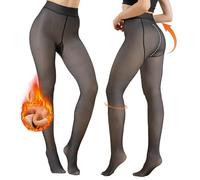 BYTJUN Thermal Leggings Women,Fleece Lined Tights,Fake Translucent Pantyhose (UK, Alpha, L, XL, Plus, Tall, 1, 40-60KG)