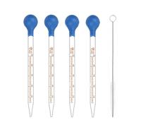 BYTLEOUTJ 10ml Glass Pipettes Dropper 4 Pcs Lab Graduated Dropper for Liquid Essential Oil, Glass Transfer Pipette with Rubber Bulb and Cleaning Brush with Cleaning Brush
