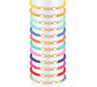 BYTLEOUTJ 12 Pcs Colorful Girls Bracelets, Flat Heart Bead Adjustable BFF Friendship Bracelets, Cute Girls Party Bag Fillers, Inspirational Bracelet for Women Kids Teens