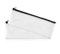 BYTLEOUTJ 2 Pcs Clear Pencil Case, 32cm Clear Pencil Case for Exams, Transparent See Through Exam Case with Zipper Large Long for Girls Boys Usage in School Home Office and Travel (Black)
