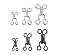 BYTLEOUTJ 24 Set Bra Sewing Hooks and Eyes Closure, Bra Hook Eye Closure, Underwear Hook and Eye Closure, Sewing DIY Craft Accessories, 3 Sizes, for Bra, Clothes, Skirts, Pants(3 Sizes,Silver, Black)