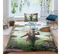 BYTUGI 3D Printed Duvet Cover Alice's Adventures in Wonderland Bedding Set for Children Youth,Bedding Set with Pillowcases,Microfiber Quilt Cover Single(135x200cm)