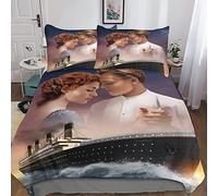 BYTUGI 3D Printed Duvet Cover Titanic Bedding Set for Children Youth,Bedding Set with Pillowcases,Microfiber Quilt Cover Double(200x200cm)