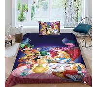 BYTUGI Alice's Adventures in Wonderland Duvet Cover Set for Kids Adults Bed 3D Printed Microfiber Quilt Cover Set Hidden Zipper Closure Alice Bedspread Bedroom Bedding Set Single（135x200cm）