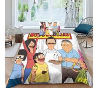 BYTUGI Bobs Burgers Bedding Duvet Cover Set Microfibre Comforter Cover 3D Print Quilt Cover with Set Pillowcases for Children, Adults with Hidden Zipper Closure Soft Single（135x200cm）