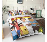 BYTUGI Bobs Burgers Bedding Duvet Cover Set Microfibre Comforter Cover 3D Print Quilt Cover with Set Pillowcases for Children, Adults with Hidden Zipper Closure Soft Double（200x200cm）
