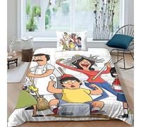 BYTUGI Bobs Burgers Bedding Set Printed Duvet Cover Animation Quilt Cover Set with Zipper Closure Kids Bedding Set, Microfiber Duvet Cover + Pillowcases Single（135x200cm）