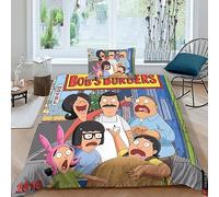 BYTUGI Comforter Cover Bobs Burgers Bedding Set 3D Animation Printed Duvet Cover for Children Kids Girls Boys Bedspread Quilt Cover Room Decor Bedclothes Single（135x200cm）