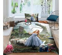 BYTUGI Duvet Cover Alice's Adventures in Wonderland Bedding Set 3D Alice Printing Quilt Cover for Kids Boys Girls Comforter Cover Bedding & Linen Room, With Zipper Single(135x200cm)