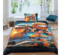 BYTUGI F1 Racing Duvet Cover Set 3D F1 Drivers Kids Bedding Set Ultra Soft Microfiber Polyester Comforter Cover Quilt Cover with Zipper Closure Single（135x200cm）