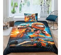 BYTUGI F1 Racing Duvet Cover with Pillowcases 3D Printed Bedding Set with Zipper Closure Unique Design Anti-allergic Quilt Cover Single(135x200cm)