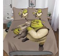 BYTUGI Shrek 3D Duvet Cover with Pillowcases Bedding Set with Zipper Soft Comfortable Microfiber Quilt Cover Double（200x200cm）