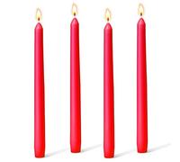 BYTYO Tapered Dinner Candles - Red - Pack of 4 - Unscented - 7.6 Burning Hours
