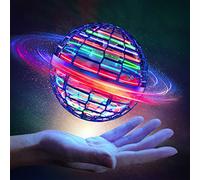 Byuert Flying Ball Toys Hover Boomerang Ball, Mini Drone Toy with Built-in RGB Dynamic Lights Spinner, 360° Rotating Globe Shape Magic Controller Outdoor Indoor Gift for Boys Girls Adults(Blue)