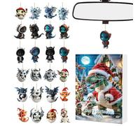 Byuexhp Acrylic Christmas Calendar with Pendants, 24 Pendants Dragon Countdown Calendar for the Christmas Season - Two-Dimensional Flat Seasonal Scene Props | For Mantle, Christmas Tree