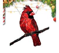 Byuexhp Bird Christmas Decoration - 2D Flat Pendant for Holiday Decoration | Red Bird for Christmas Tree, for Garden, Door, Window, Winter, Holiday, Home, Wall, Car