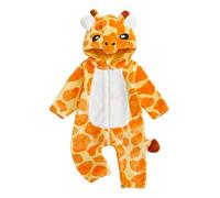 BYUSBAYA Baby Animal Cosplay Costume Toddler Boys Girls Long Sleeve Zipper Hooded Flannel Jumpsuit Funny Halloween Clothes (H Yellow, 12-18 Months)