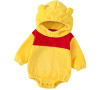BYUSBAYA Toddler Baby Boy Girl Halloween Animal Costume Fall Winter Warm Hooded Romper Funny Halloween Cosplay Cartoon Outfit (Yellow Bear, 6-9 Months)