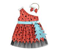 BYUSBAYA Toddler Little Boy Girl Caveman Costume Sleeveless Stone Age Outfit Bone Stick Halloween Cosplay Party 2 Pcs Set (B-Red Dress, 12-18 Months)
