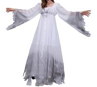 BYUSBAYA Womens Halloween Ghost Vampire Bride Costumes Horror Zombie Costume Corpse Bride Cosplay Carnival Festival Outfits (A White, M)