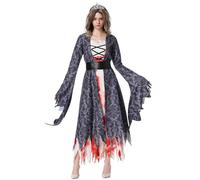 BYUSBAYA Womens Halloween Ghost Vampire Bride Costumes Horror Zombie Costume Corpse Bride Cosplay Carnival Festival Outfits (C Black, L)