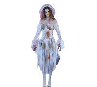 BYUSBAYA Womens Halloween Ghost Vampire Bride Costumes Horror Zombie Costume Corpse Bride Cosplay Carnival Festival Outfits (E White, S)