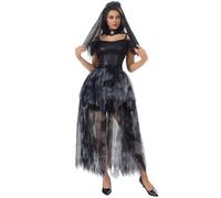 BYUSBAYA Womens Halloween Ghost Vampire Bride Costumes Horror Zombie Costume Corpse Bride Cosplay Carnival Festival Outfits (F Black, L)