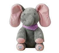 Byuzzy P Boo Elephant Toy - Interactive Singing Plush with Moving Ears, Musical P Boo Stuffed Animal for Babies & Toddlers, Soft Elephant baby toys Gift (12 Inch, Grey & Pink)