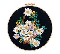 BYVUTE 3D Silk Ribbon Embroider Kit, for Beginners Adults, Handmade DIY Blooming Flower Paintings Stitch, with Embroidery Hoop and Instructions Handwork Home Decoration (Style C)