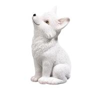 BYVUTE Adorable Resin Fox Statue, Super Cute Little Baby Fox Figurine Outdoor Garden Lawn Yard Patio Pool Potted Plant Polyresin Animal Sculpture Ornament Décor (White)