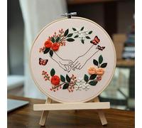 BYVUTE Embroidery Wedding Kit, for Beginners Wedding Decor Stamped Cross Stitch DIY Full Range Easy Needlepoint with Hoops and Color Threads for Adults Lovers Propose (Love)