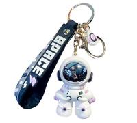 BYVUTE Spaceman Keychain, Cute Silicone Creative Cartoon 3D Astronaut Pendant Outer Space Backback Charm Car Key Chain Ring, Purple, 4.5 x 7.5 cm