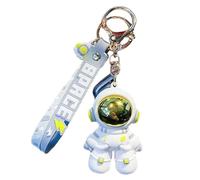 BYVUTE Spaceman Keychain, Cute Silicone Creative Cartoon 3D Astronaut Pendant Outer Space Backback Charm Car Key Chain Ring, Yellow, 4.5 x 7.5 cm