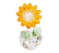 BYVUTE Sunflower Gift for Her, Birthday Gifts for Women, Crystal Sunflower Pot Statue, Everlasting Keepsake, Mom Gift for Mothers Day, Anniversary, Valentines Gifts for Her (Orange)