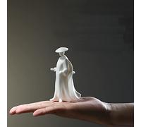 BYVUTE White Jade Ceramics Zen, Meditation Buddhism Minimalist Statue Figurine Monk Cool Swordsman Assassin Kung Fu for Collectible Table Home Shelf Decor Mini Size (Swordman)