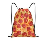 BYwenhopnbs 3D Pizza Pepperoni Drawstring Bag String Bag Lightweight Gym Backpack for Men Women