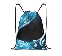 BYwenhopnbs Abstract Blue Free Neon Light Music Notes Drawstring Bag String Bag Lightweight Gym Backpack for Men Women