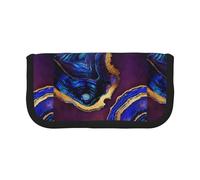 BYwenhopnbs Agate Abstract Purple, Blue, Gold,Large Capacity Pencil Case, Pen Pouch Organizer Canvas Pencil Bag for Girls