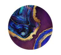 BYwenhopnbs Agate Abstract Purple, Blue, Gold Round Mouse Pad, Sewn Edge Design 8 x 8 in